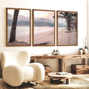 Palm Beach Sunset ocean artworks - Dark Brown Framed Poster No Border - Artworksets