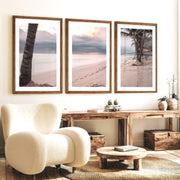 Palm Beach Sunset ocean artworks - Dark Brown Framed Poster with White Border - Artworksets