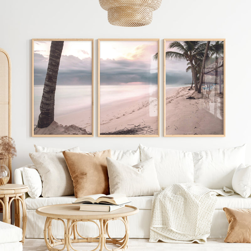 Palm Beach Sunset ocean artworks - Natural Wood Framed Poster No Border - Artworksets