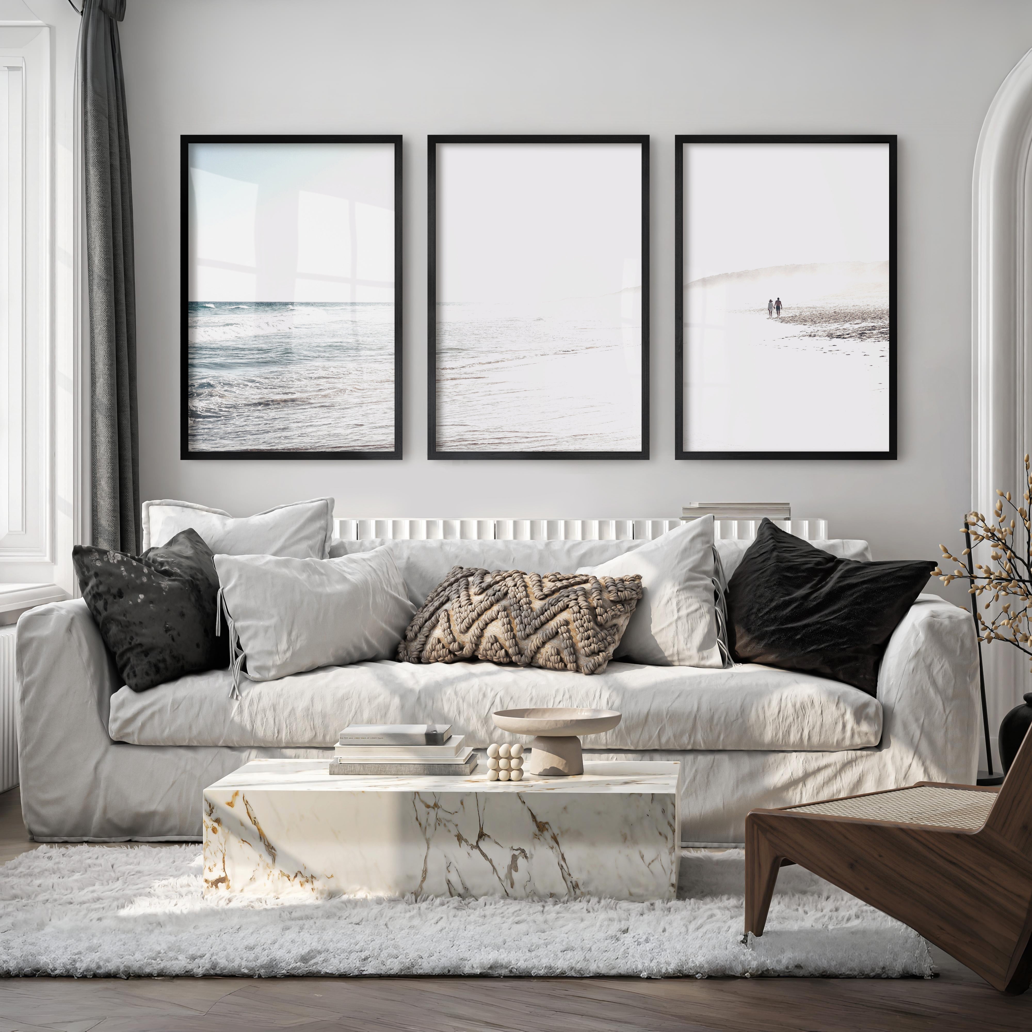 Sunlit Tide ocean beach artwork - Black Framed Poster No Border - Artworksets