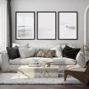 Sunlit Tide ocean beach artwork - Black Framed Poster with White Border - Artworksets