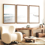 Sunlit Tide ocean beach artwork - Dark Brown Framed Poster No Border - Artworksets