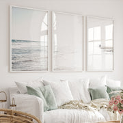 Sunlit Tide ocean beach artwork - White Framed Poster No Border - Artworksets