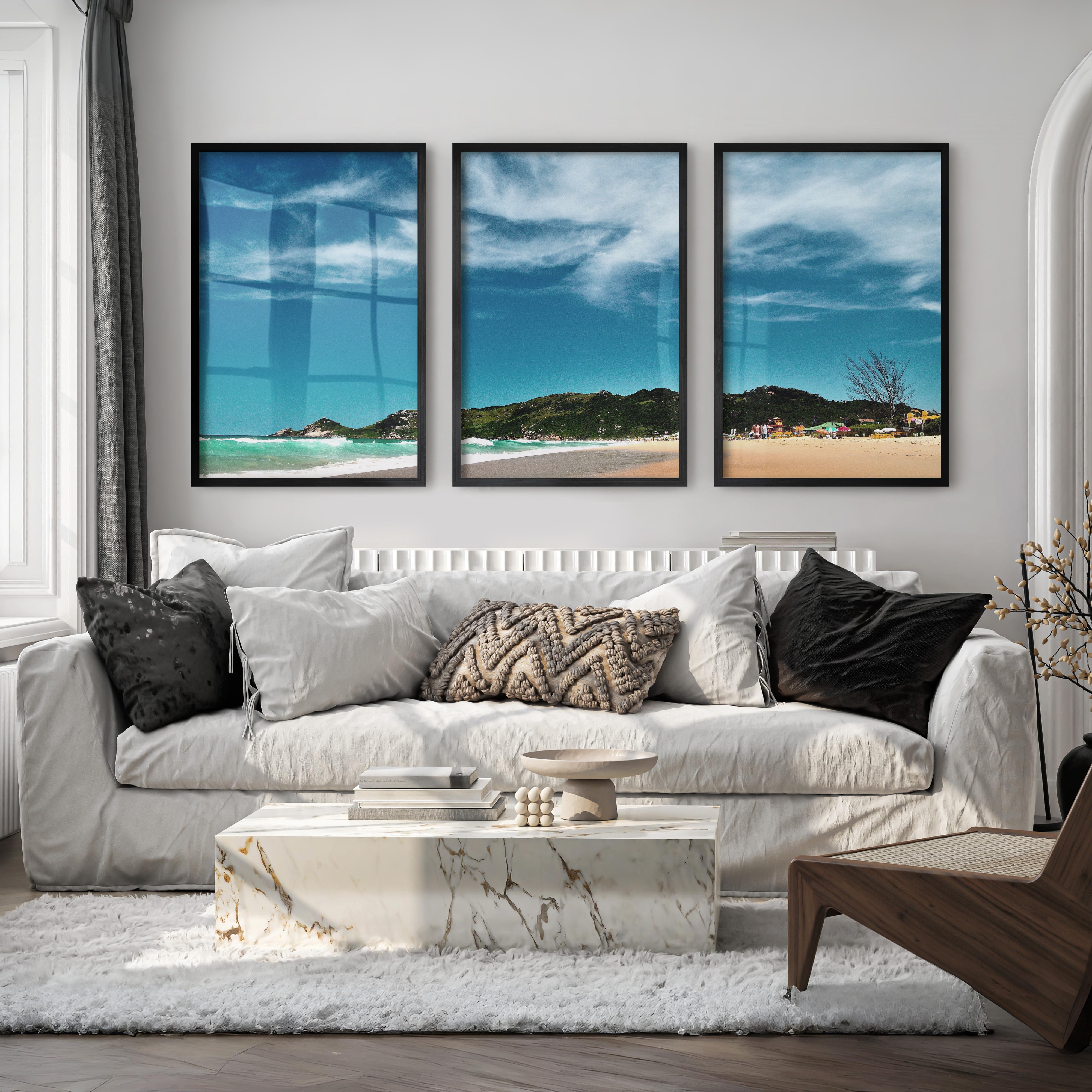 Turquoise Surf ocean beach wall - Black Framed Poster No Border - Artworksets