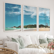 Turquoise Surf ocean beach wall - White Framed Poster No Border - Artworksets