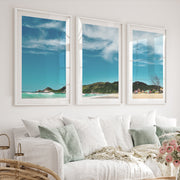 Turquoise Surf ocean beach wall - White Framed Poster with White Border - Artworksets