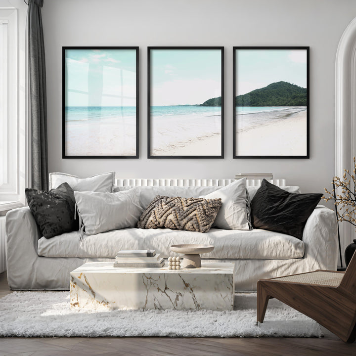 Green Headland ocean coastal wall art - Black Framed Poster No Border - Artworksets