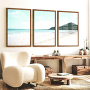 Green Headland ocean coastal wall art - Dark Brown Framed Poster No Border - Artworksets