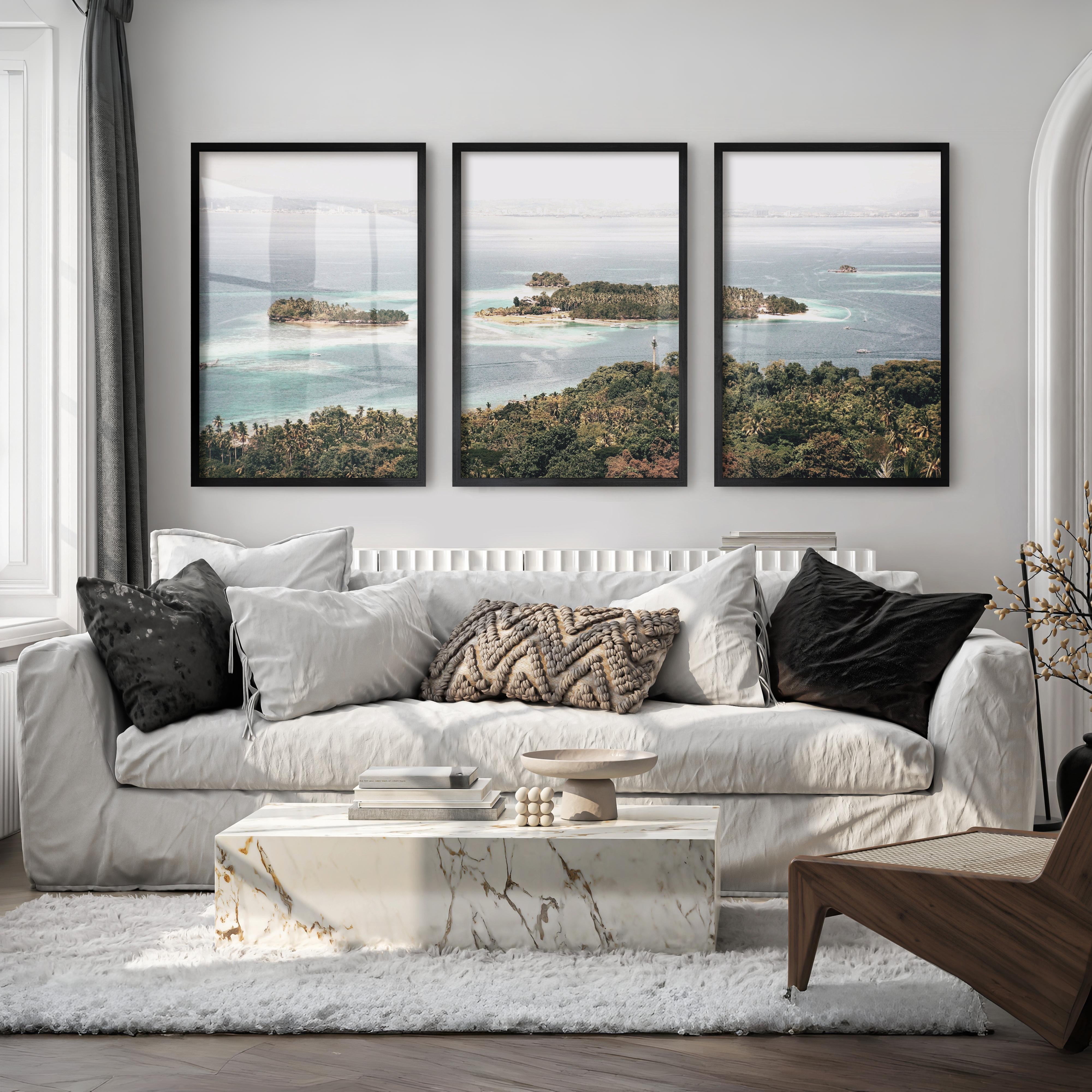Island Lagoon Ocean Coastal Wall Art - Black Framed Poster No Border - Artworksets
