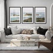 Island Lagoon Ocean Coastal Wall Art - Black Framed Poster with White Border - Artworksets