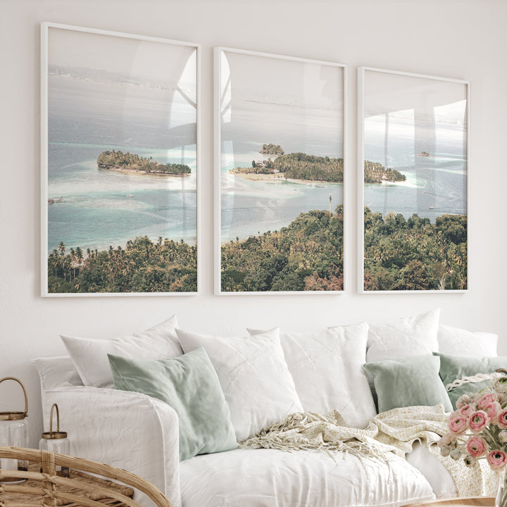 Island Lagoon Ocean Coastal Wall Art - White Framed Poster No Border - Artworksets