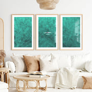 Turquoise Rower ocean inspired artwork- Natural Wood Framed Poster with White Border - Artworksets