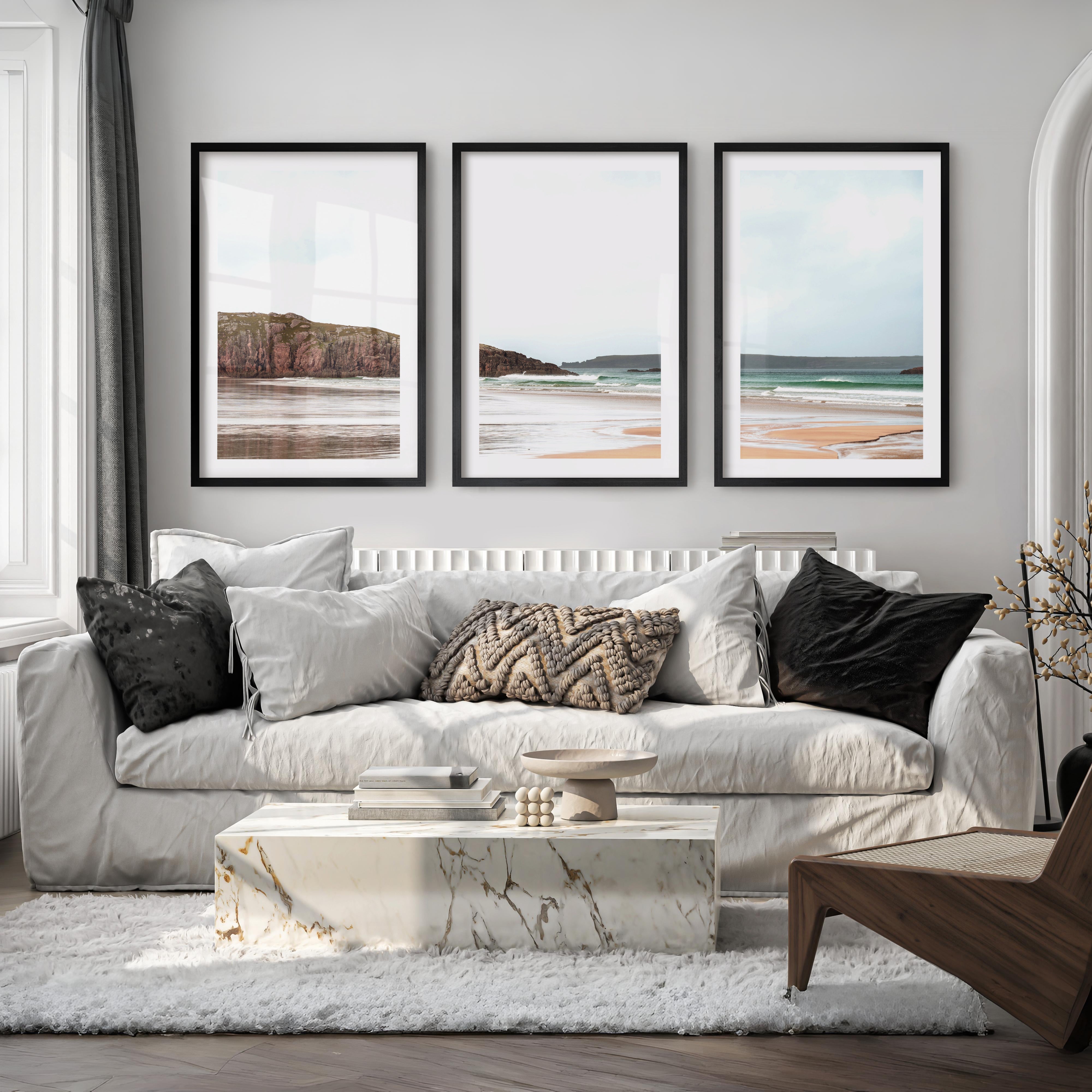 Rocky Shore ocean pictures for wall - Black Framed Poster with White Border - Artworksets