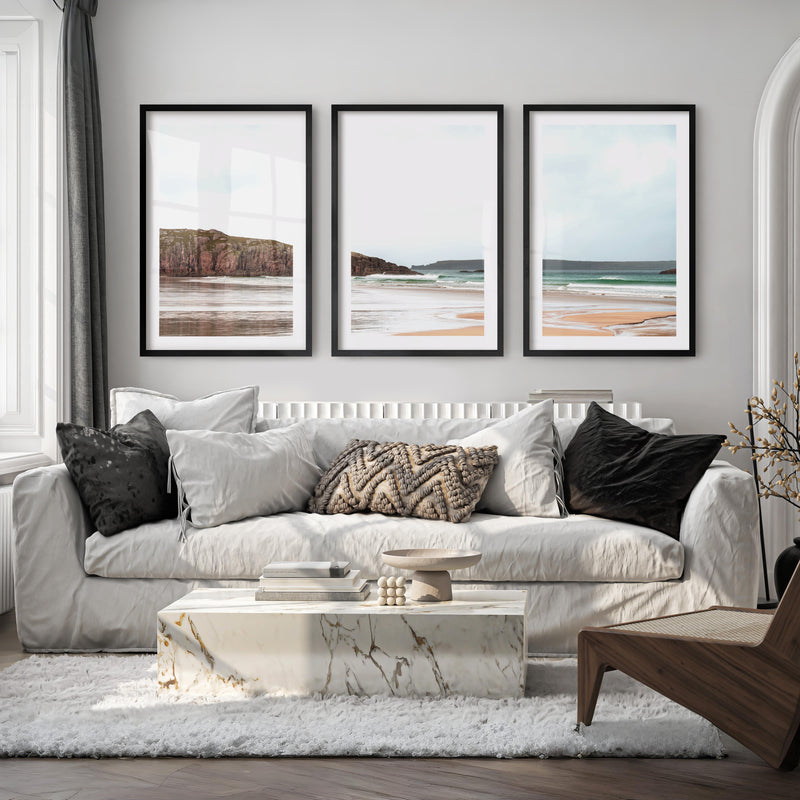 Rocky Shore ocean pictures for wall - Black Framed Poster with White Border - Artworksets