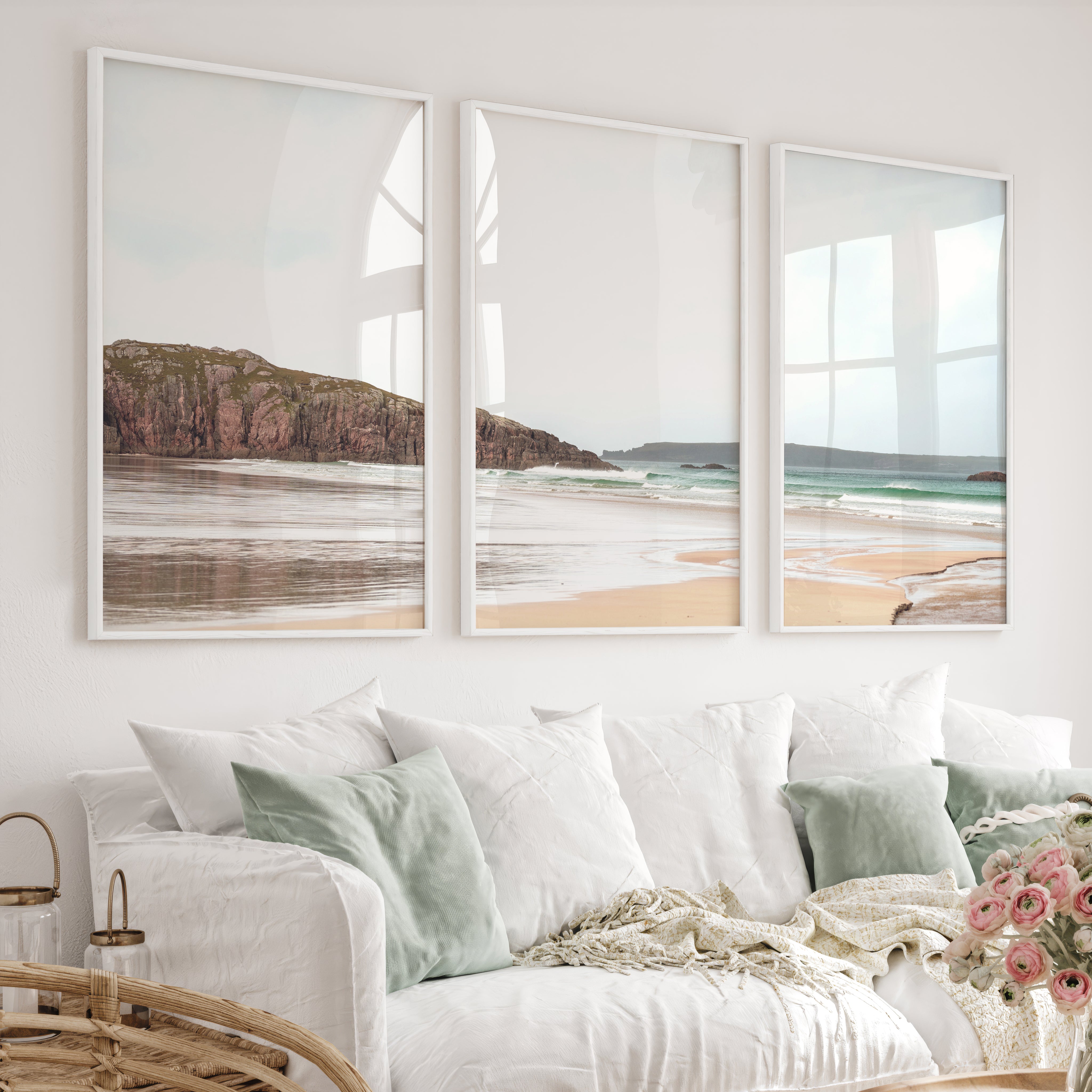 Rocky Shore ocean pictures for wall - White Framed Poster No Border - Artworksets