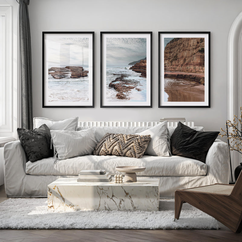 Rocky Cove ocean the wall - Black Framed Poster with White Border - Artworksets