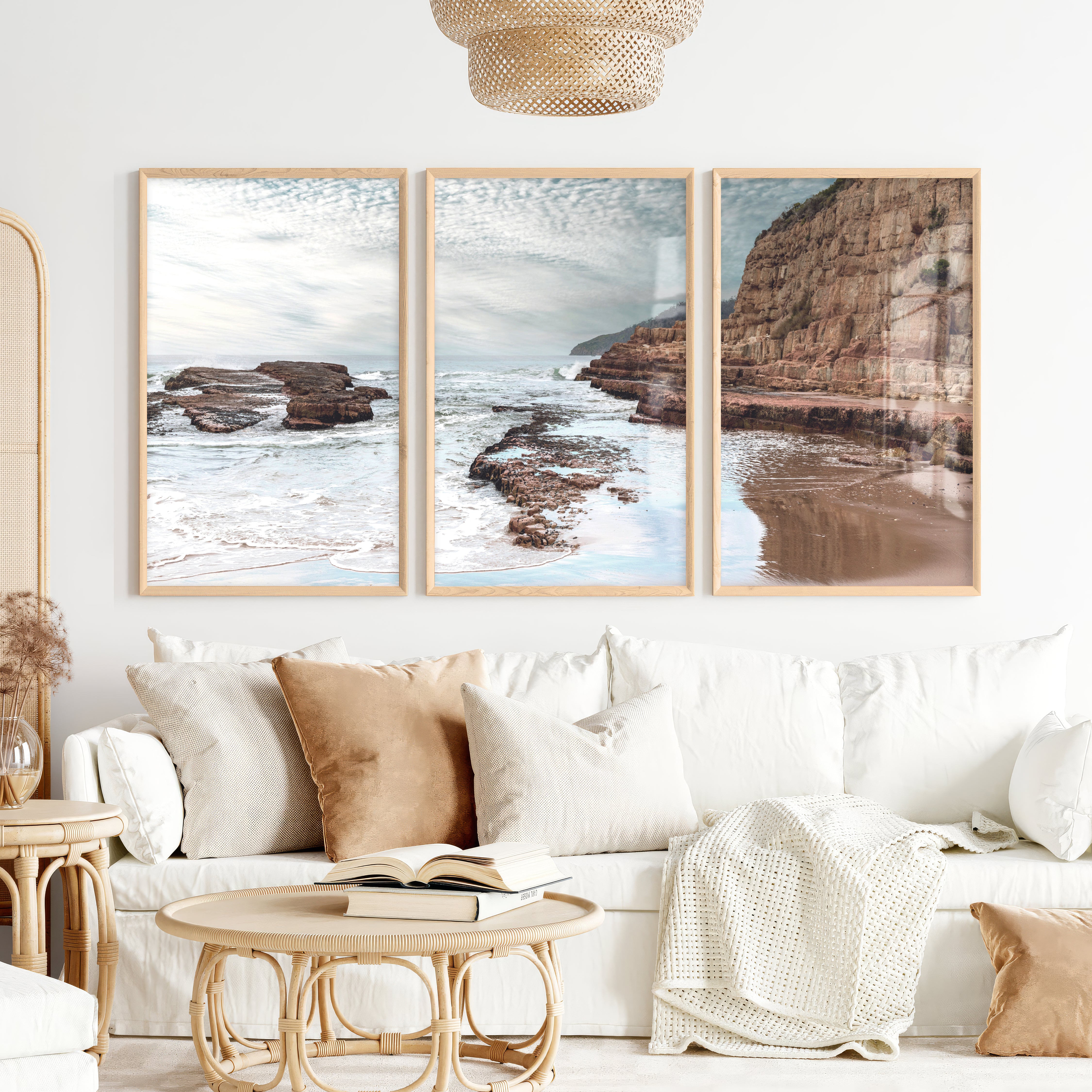 Rocky Cove ocean the wall - Natural Wood Framed Poster No Border - Artworksets
