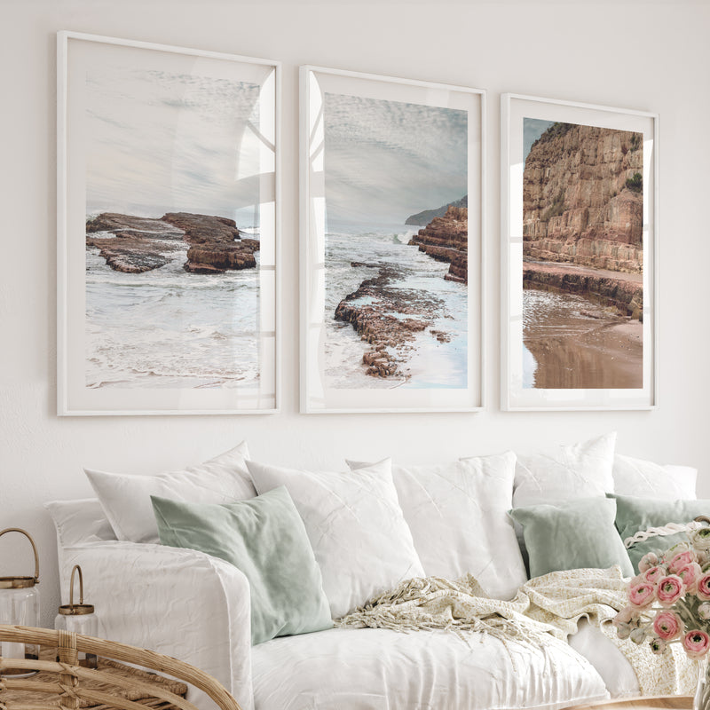 Rocky Cove ocean the wall - White Framed Poster with White Border - Artworksets