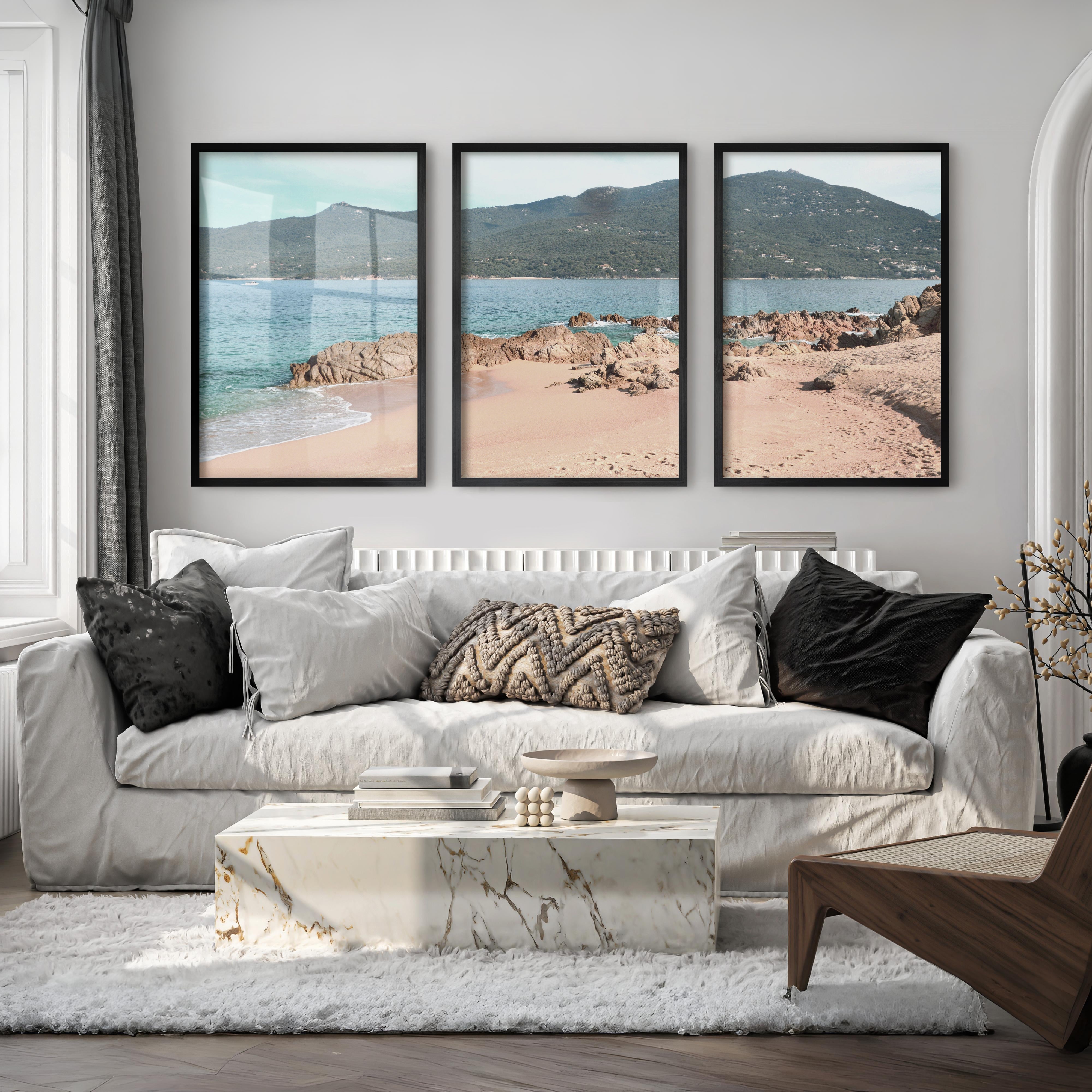 Rocky Cove ocean themed prints - Black Framed Poster No Border - Artworksets