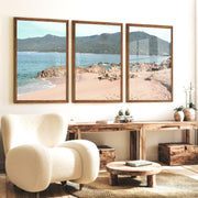 Rocky Cove ocean themed prints - Dark Brown Framed Poster No Border - Artworksets