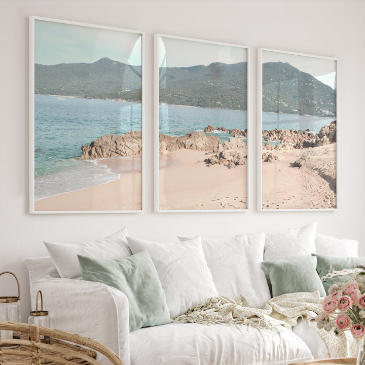 Rocky Cove ocean themed prints - White Framed Poster No Border - Artworksets