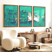 Aerial Shipwreck ocean themed wall decor - Dark Brown Framed Poster No Border - Artworksets