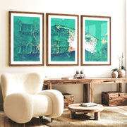 Aerial Shipwreck ocean themed wall decor - Dark Brown Framed Poster with White Border - Artworksets