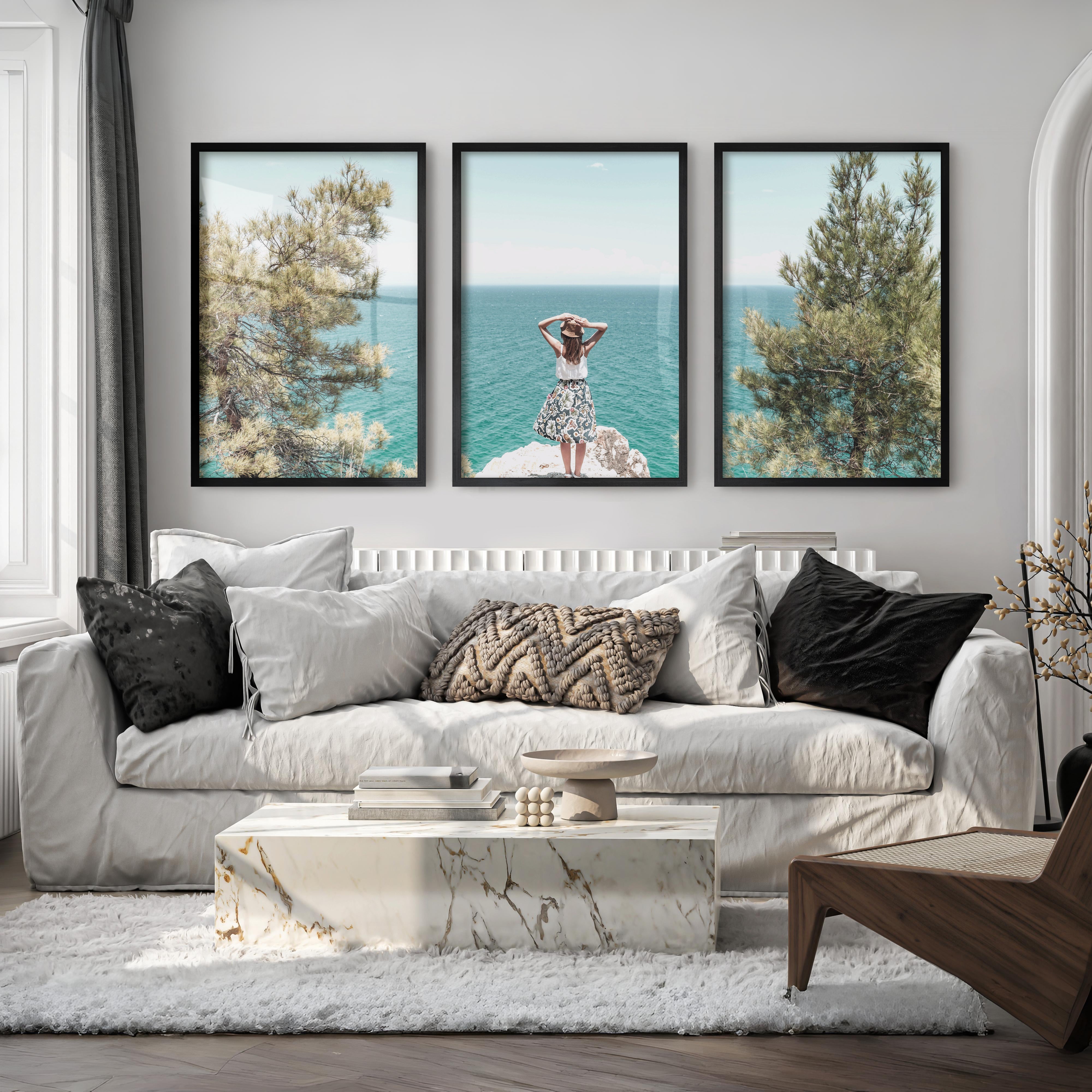Cliffside ocean view poster - Black Framed Poster No Border - Artworksets