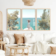 Cliffside ocean view poster - Natural Wood Framed Poster No Border - Artworksets