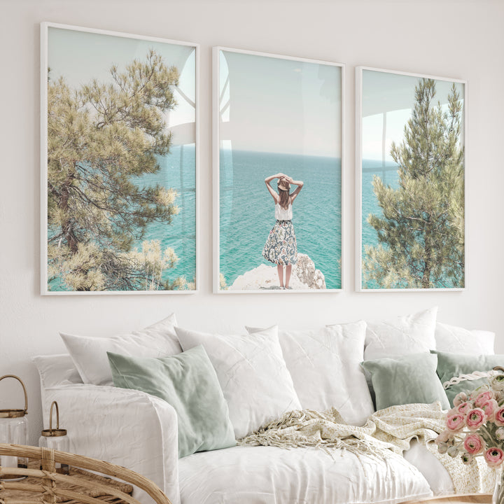 Cliffside ocean view poster - White Framed Poster No Border - Artworksets