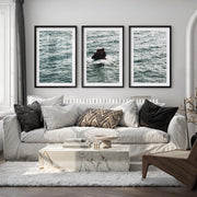 Sea Rock Ocean Wall Decor for Bathroom - Black Framed Poster with White Border - Artworksets