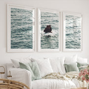 Sea Rock Ocean Wall Decor for Bathroom - White Framed Poster with White Border - Artworksets