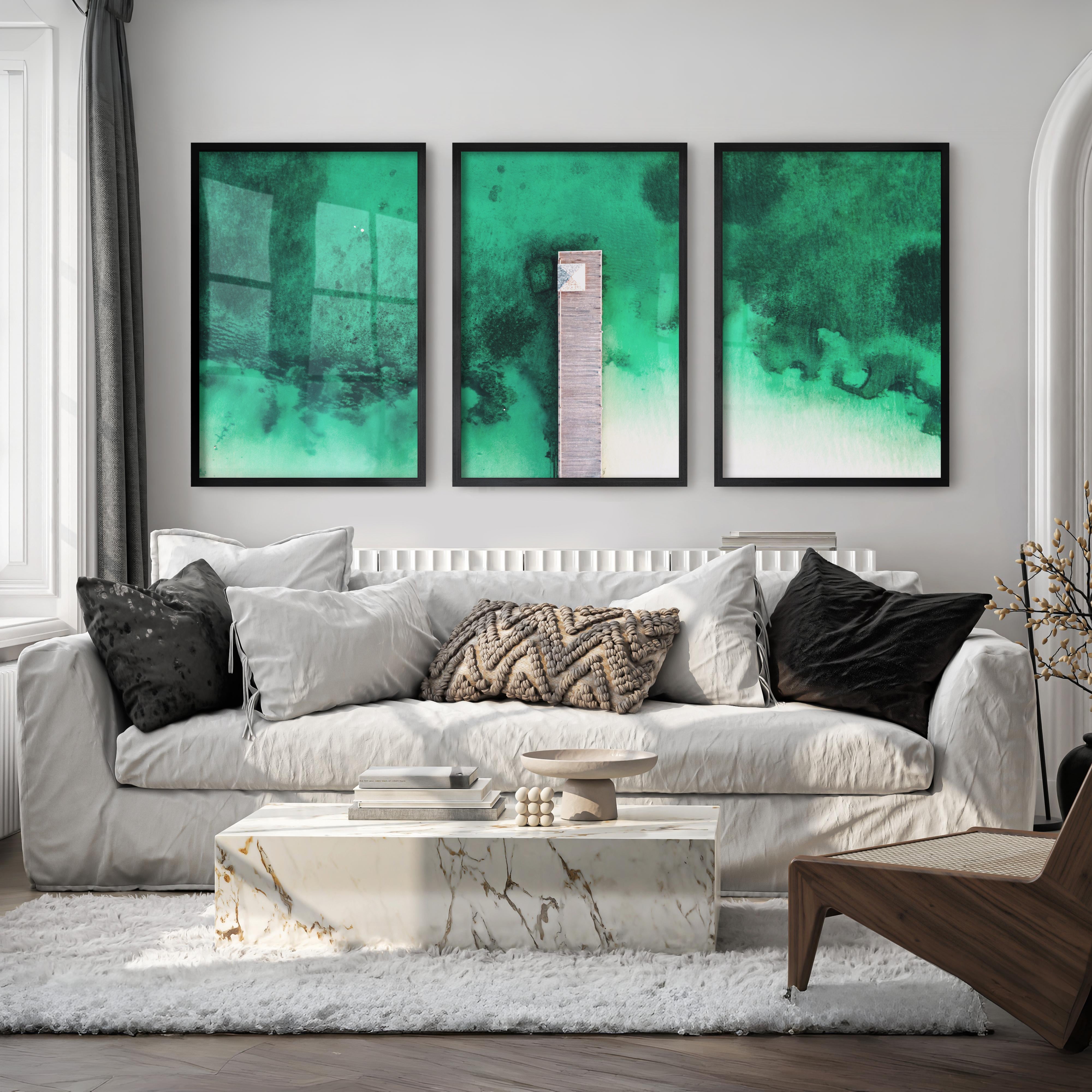Aerial Pier Ocean Wall Decor for Bedroom - Black Framed Poster No Border - Artworksets