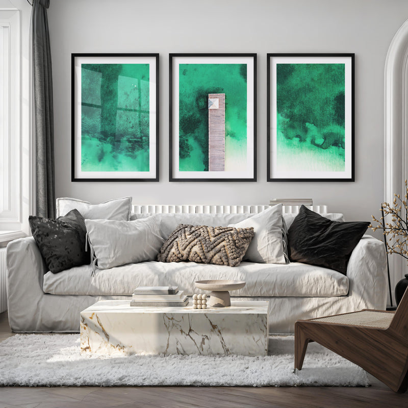 Aerial Pier Ocean Wall Decor for Bedroom - Black Framed Poster with White Border - Artworksets