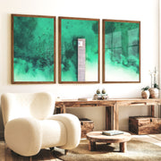 Aerial Pier Ocean Wall Decor for Bedroom - Dark Brown Framed Poster No Border - Artworksets