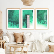 Aerial Pier Ocean Wall Decor for Bedroom- Natural Wood Framed Poster with White Border - Artworksets