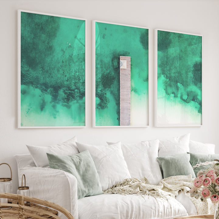 Aerial Pier Ocean Wall Decor for Bedroom - White Framed Poster No Border - Artworksets