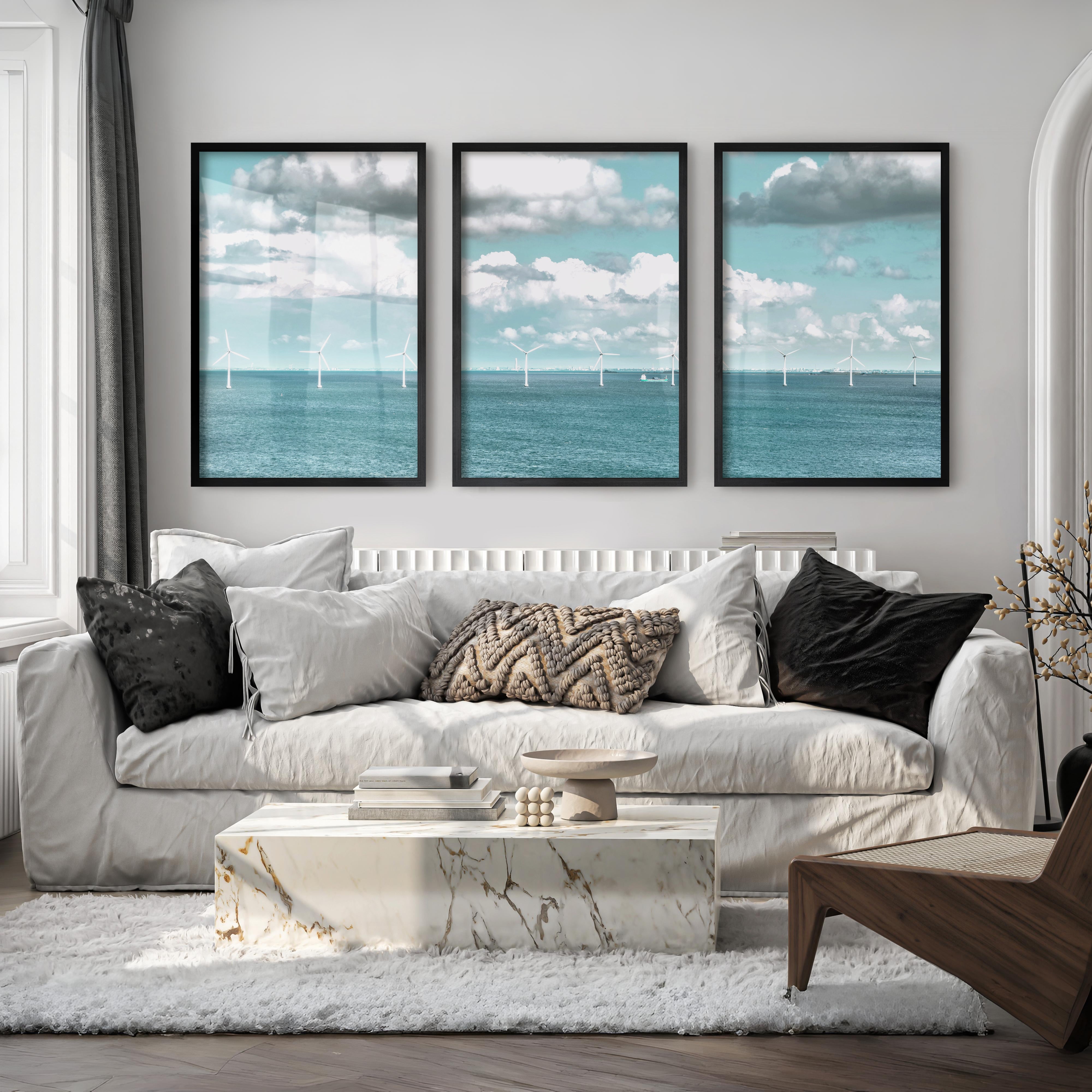 Offshore Wind Ocean Wall Decor for Living Room - Black Framed Poster No Border - Artworksets