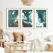 Turquoise Breakers ocean wall decor- Natural Wood Framed Poster with White Border - Artworksets