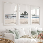 Island Boat ocean waves wall art - White Framed Poster with White Border - Artworksets