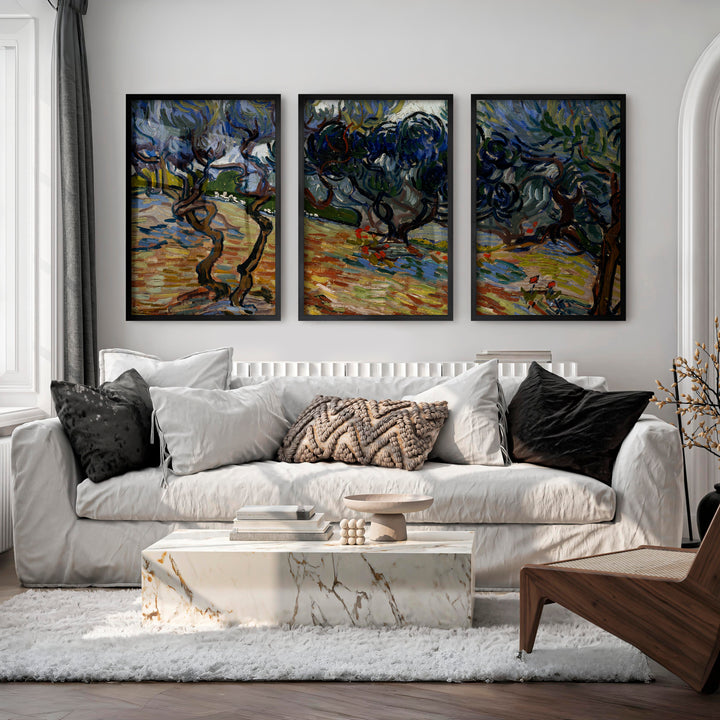 Olive Trees 1889 Wall Art – Vincent Van Gogh Painting Print - Black Framed Poster No Border - Artworksets