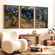 Olive Trees 1889 Wall Art – Vincent Van Gogh Painting Print - Dark Brown Framed Poster No Border - Artworksets