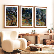 Olive Trees 1889 Wall Art – Vincent Van Gogh Painting Print - Dark Brown Framed Poster with White Border - Artworksets