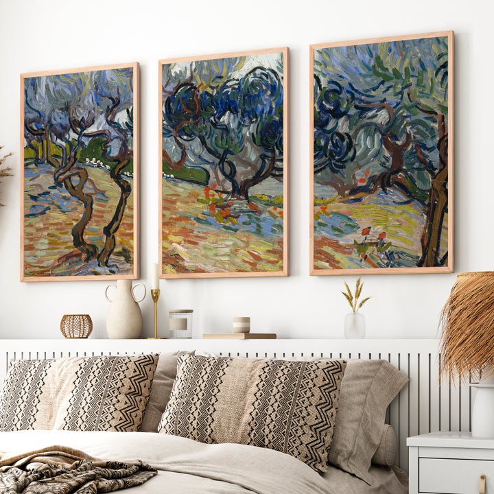 Olive Trees 1889 Wall Art – Vincent Van Gogh Painting Print - Natural Wood Framed Poster No Border - Artworksets