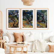 Olive Trees 1889 Wall Art – Vincent Van Gogh Painting Print- Natural Wood Framed Poster with White Border - Artworksets