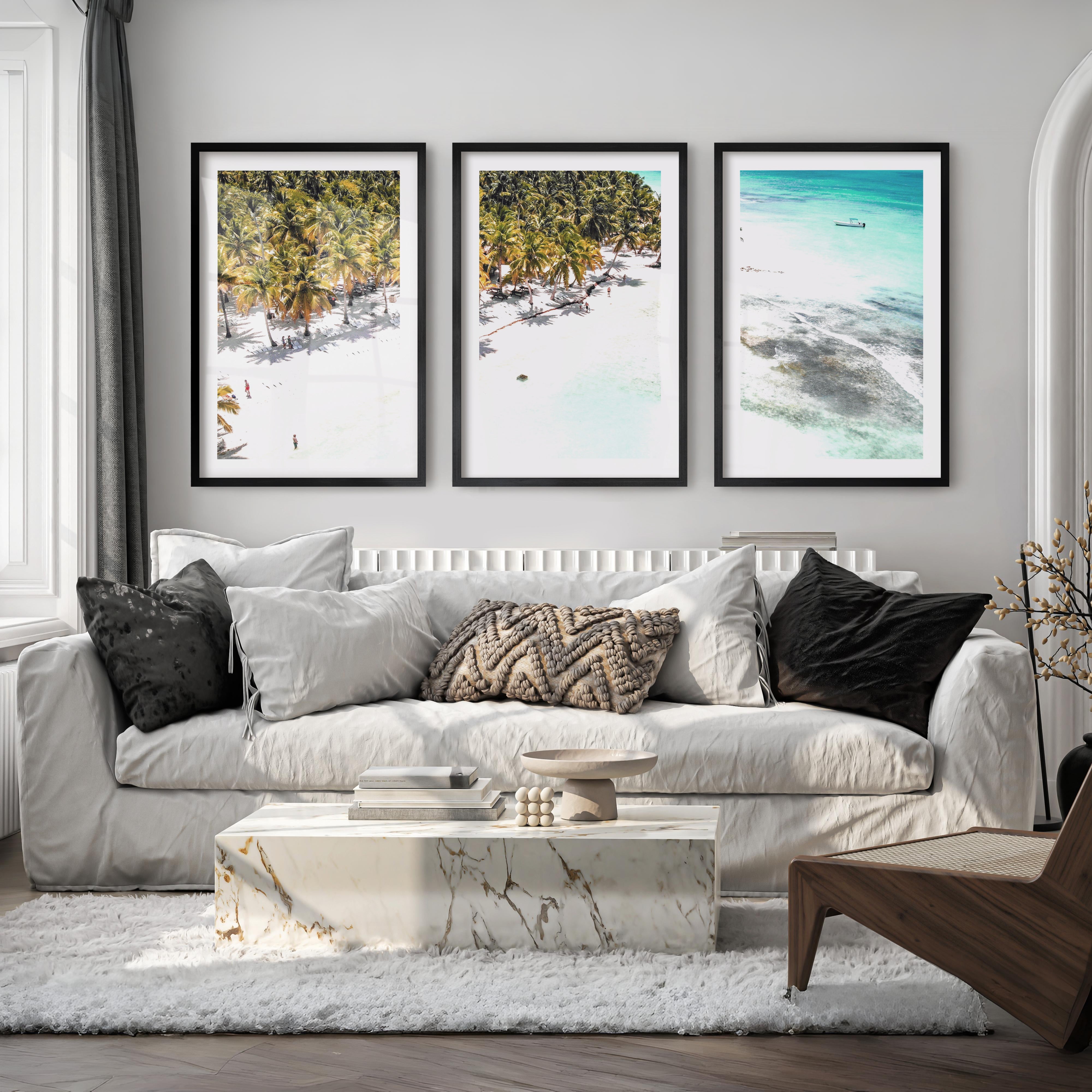Palm Beach poster about sea Photography - Black Framed Poster with White Border - Artworksets