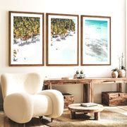 Palm Beach poster about sea Photography - Dark Brown Framed Poster with White Border - Artworksets