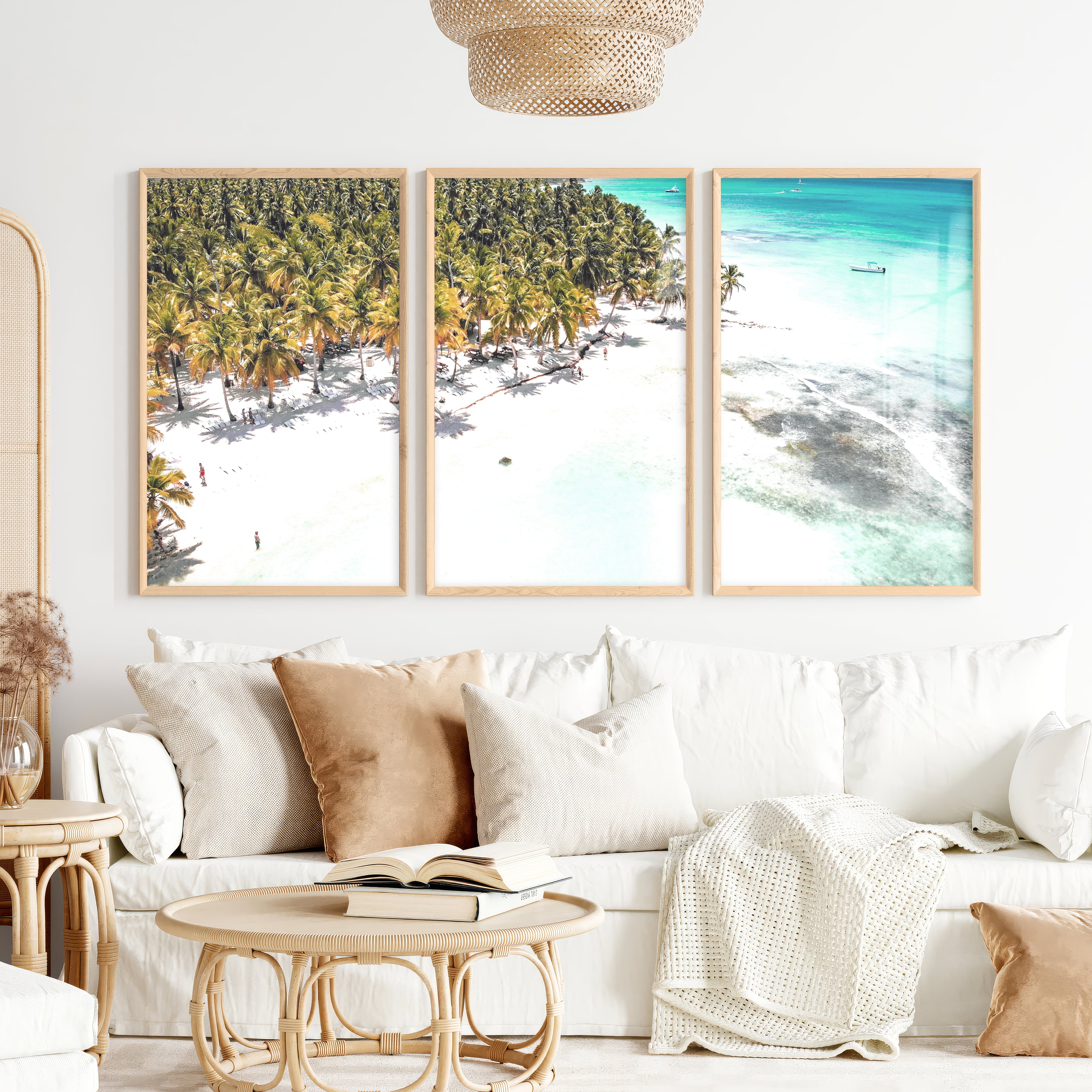 Palm Beach poster about sea Photography - Natural Wood Framed Poster No Border - Artworksets