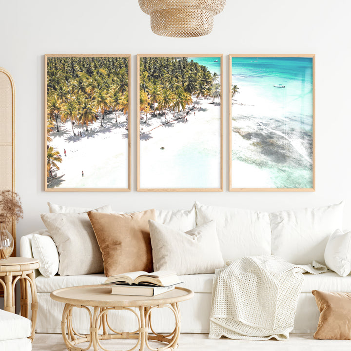 Palm Beach poster about sea Photography - Natural Wood Framed Poster No Border - Artworksets