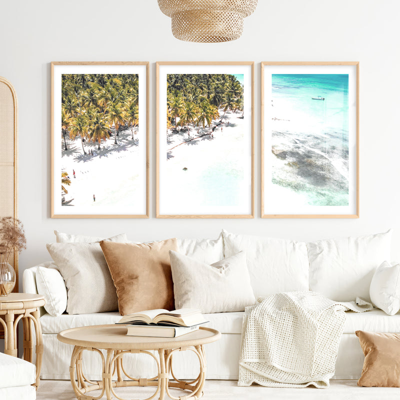 Palm Beach poster about sea Photography- Natural Wood Framed Poster with White Border - Artworksets